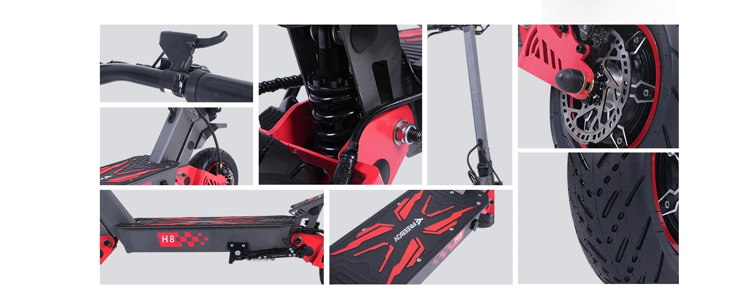 Freeboy H8 Electric Scooter | Rugged Commuter Scooter with Enhanced Stability, Suspension Comfort & Sporty Design