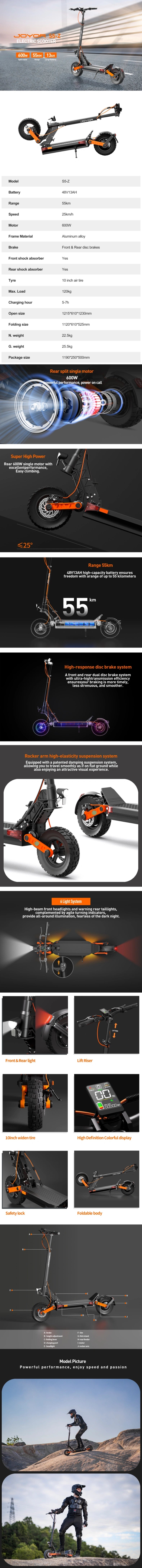 JOYOR_S5-Z_zonmoto_europe electric scooter product detail image showing design and features.
